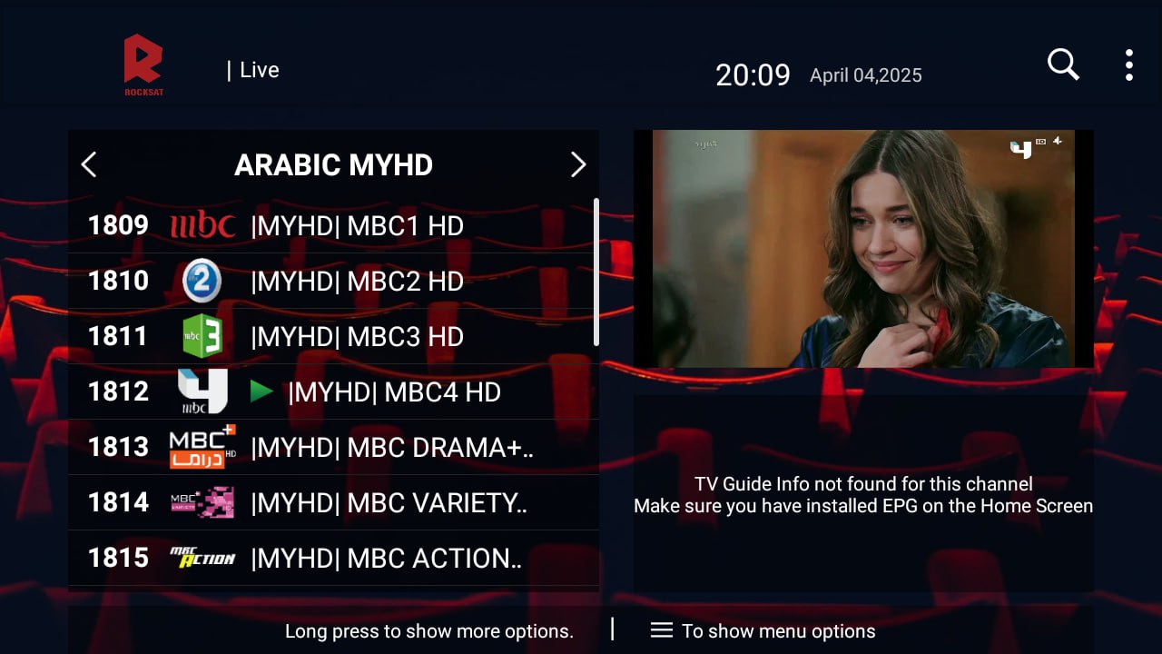 تحميل تطبيق ROCKSAT IPTV لمشاهدة القنوات العالمية والافلام والمسلسلات